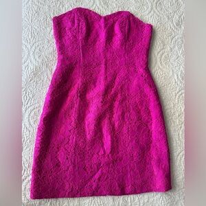 Lily Pulitzer Hot Pink mini Strapless lace dress, Size 2